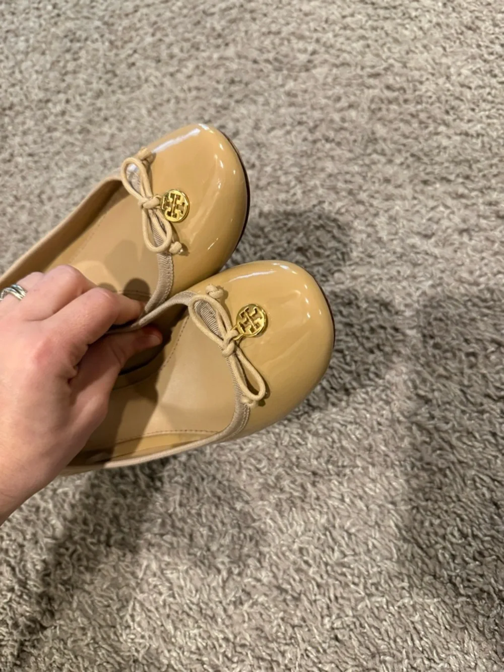 Tory Burch Block Heel Ballet Shoes Glossy , size 8